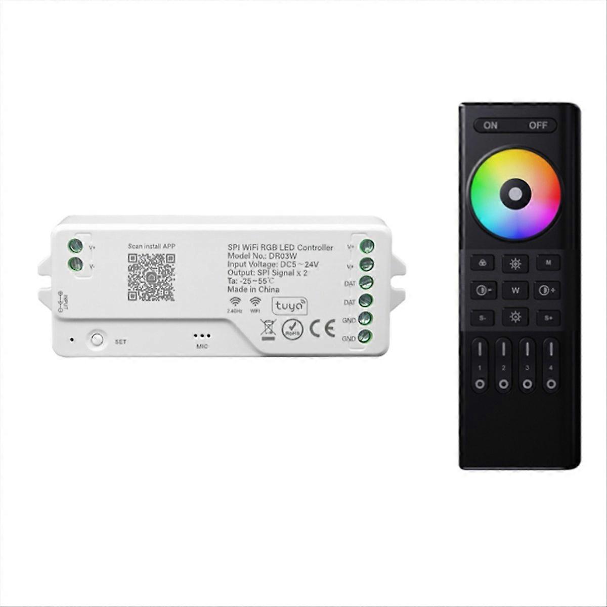 Dr03w Tuya Schwarzer Rgb Spi Wifi Led-dimmer, Smart-controller Kompatibel Mit Alexa Und Google Home, 5v-24v, Mobile App