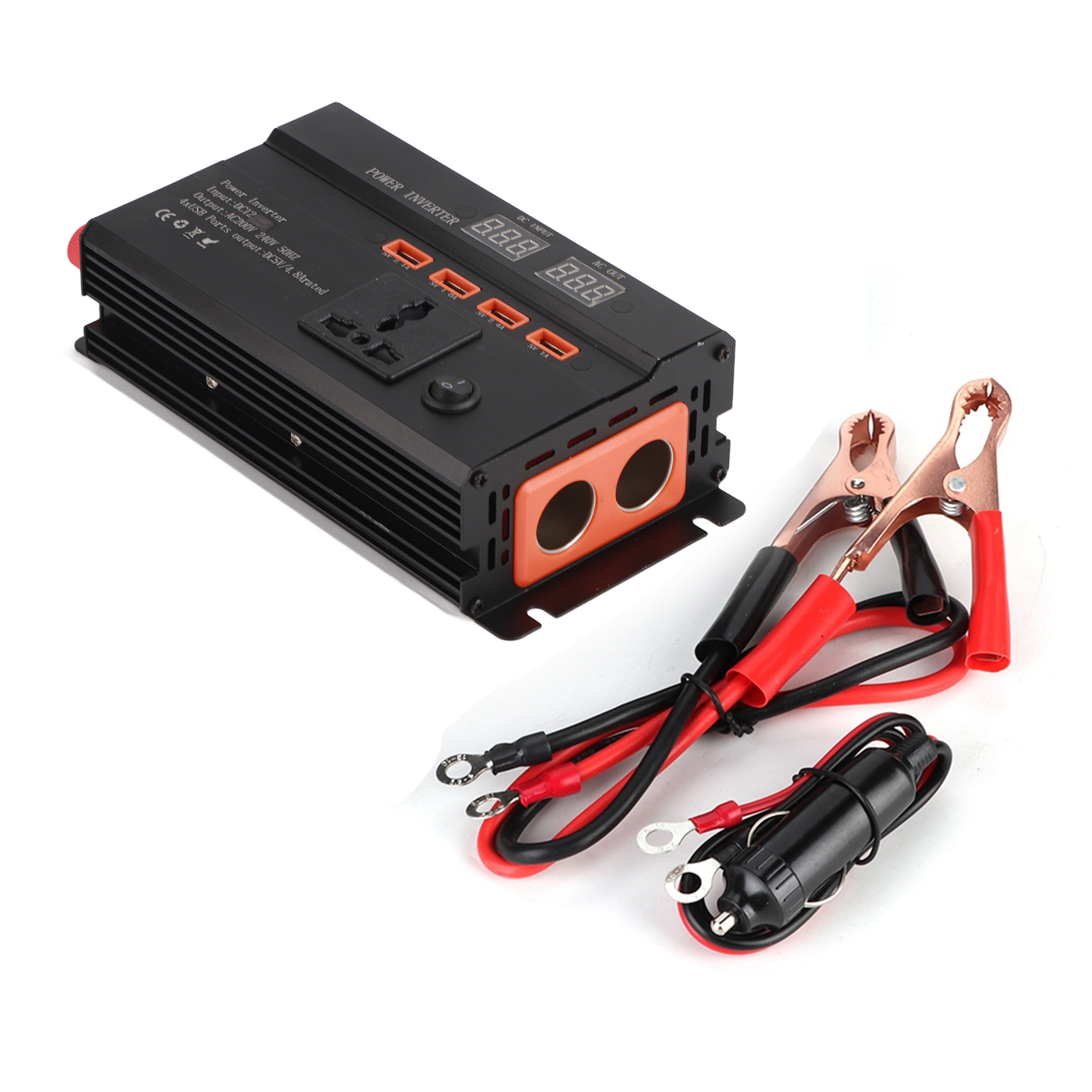 3000-w-kfz-wechselrichter (12 V Auf 220 V) Mit Lcd-bildschirm, Usb-anschlüssen Und Zigarettenanzünderbuchse