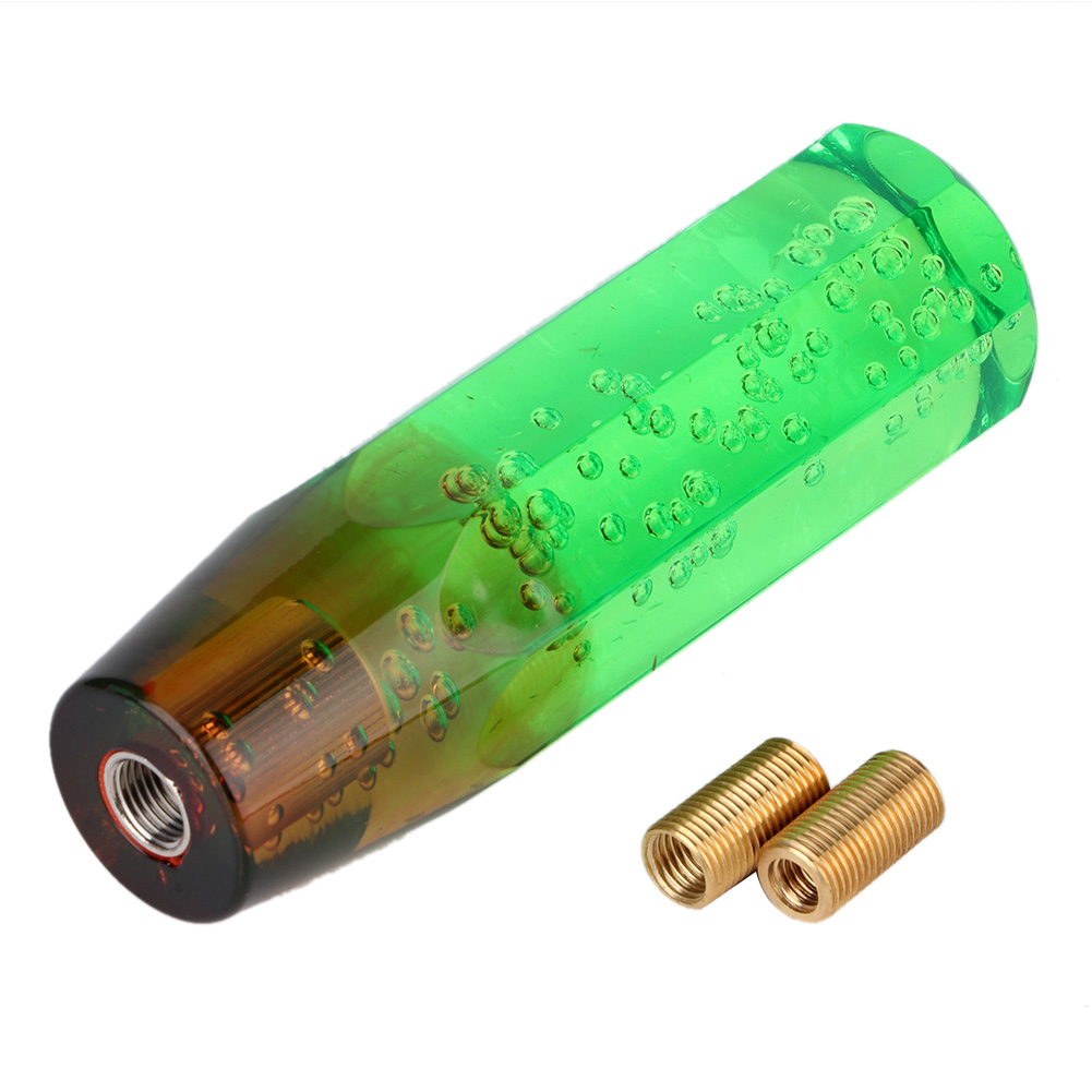 Universeller Schaltknauf Aus Zweifarbigem Grün-braunem Kristallglas Mit 8-mm- Und 10-mm-gewindeadaptern.