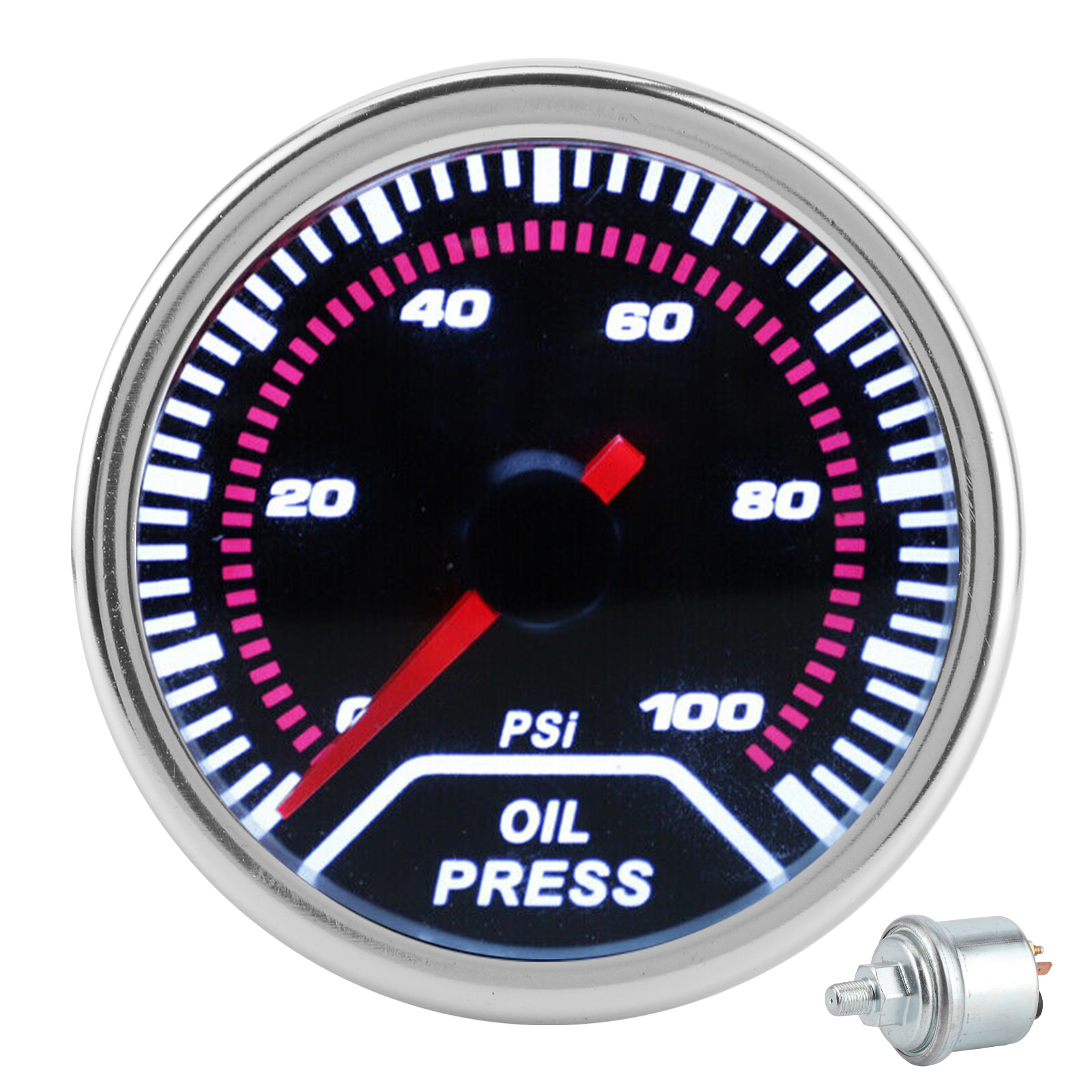 52-mm-led-öldruckanzeige 0–100 Psi Mit Sensor Für 12-v-fahrzeuge Mit 4/6/8 Zylindern