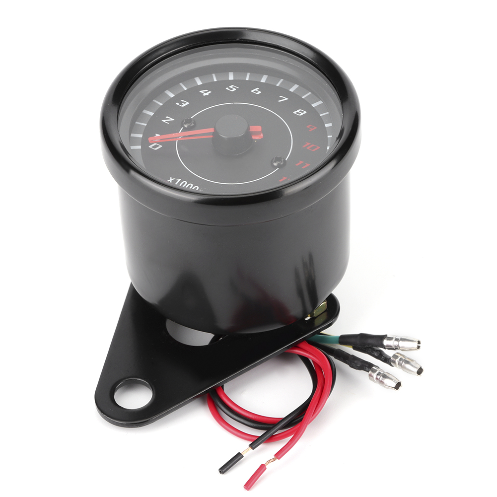 Universeller 12v-tachometer Für Oldtimer-motorräder, Led-hintergrundbeleuchtung, Schwarzes Autozubehör