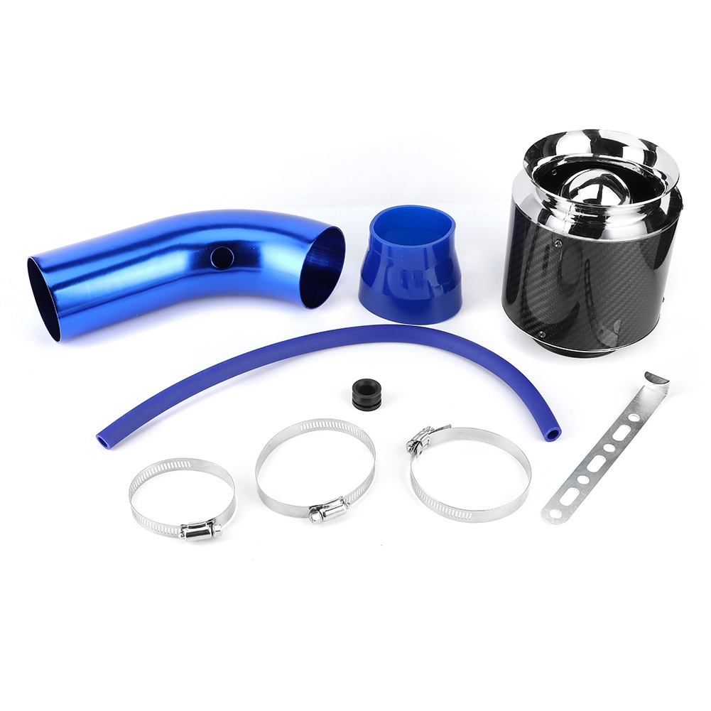 76 Mm (3 Zoll) Aluminiumrohr, Universeller, Mittelgroßer Kaltluftfilter Im Carbonfaser-stil, Blau