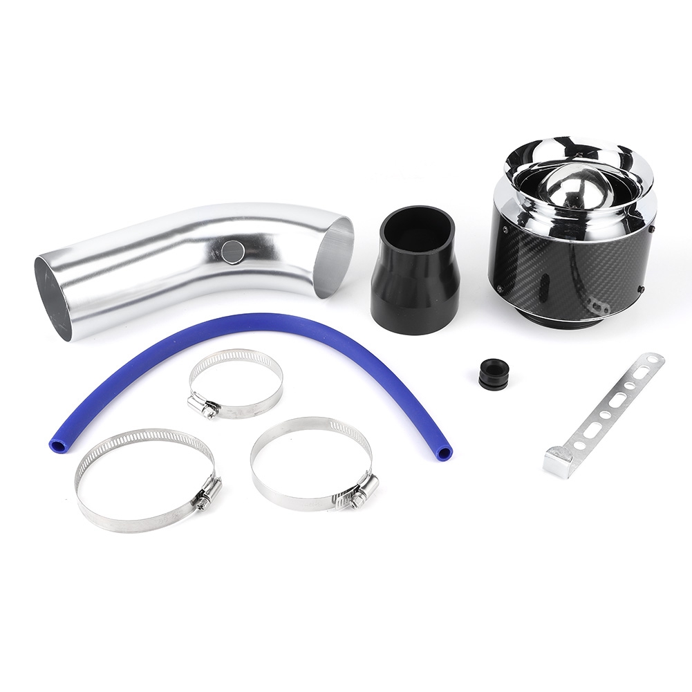 Universeller 76-mm-kaltluftansaugschlauch Aus Aluminium (3 Zoll), Luftfilter-set Im Carbon-stil, Kleines Silbernes Rohr Für Autos