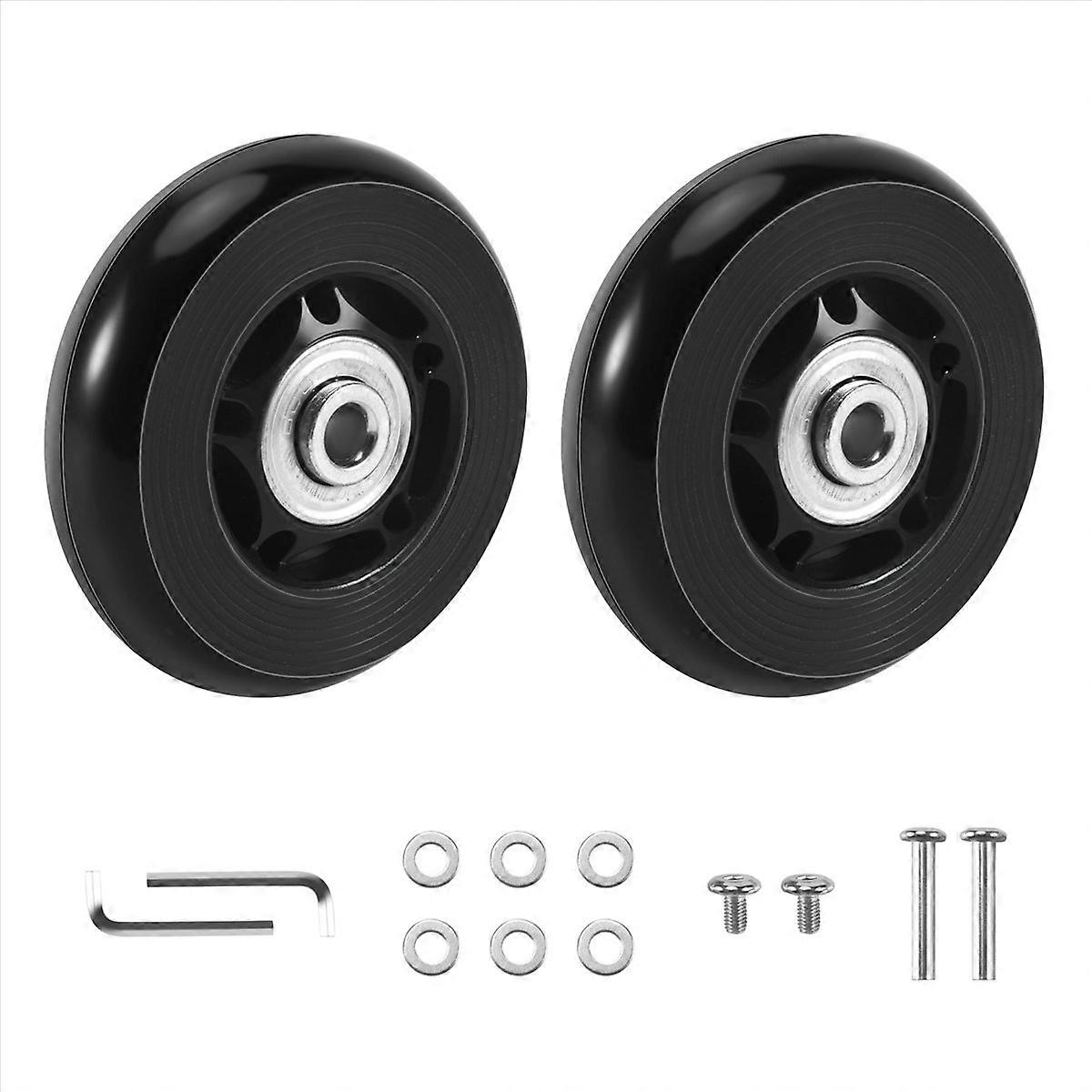 Set Mit 2 Schwarzen Ersatzrollen 64x18mm Für Koffer Und Gepäck - Externe Rollen, Kompatibel Mit Trolleys