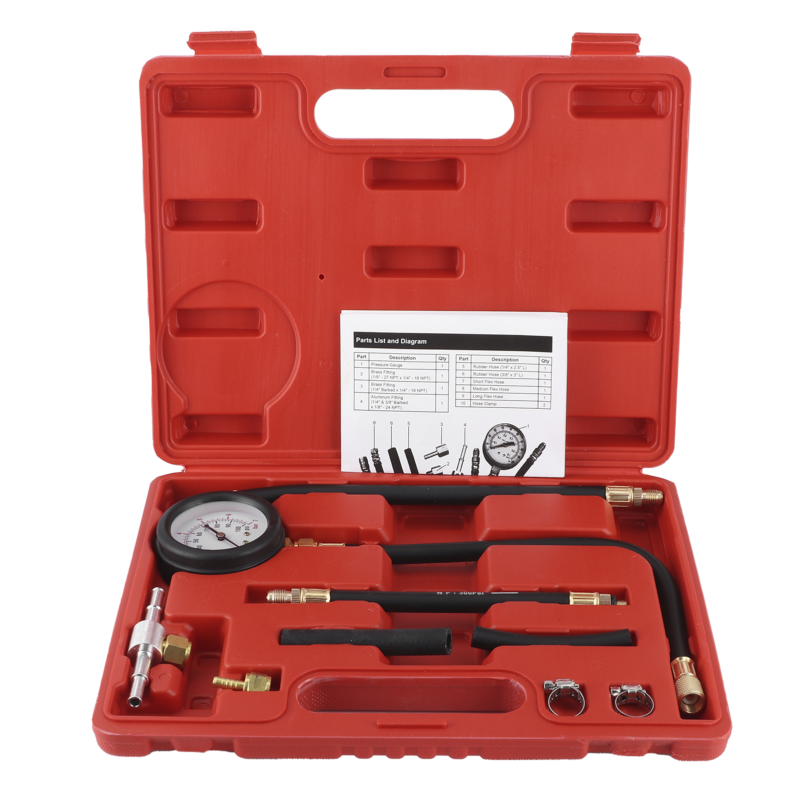 Kraftstoffeinspritzdruck-prüfset 0-100 Psi Für Benzinmotoren, Manometer Für Den Einspritzpumpen-steuerdruck.