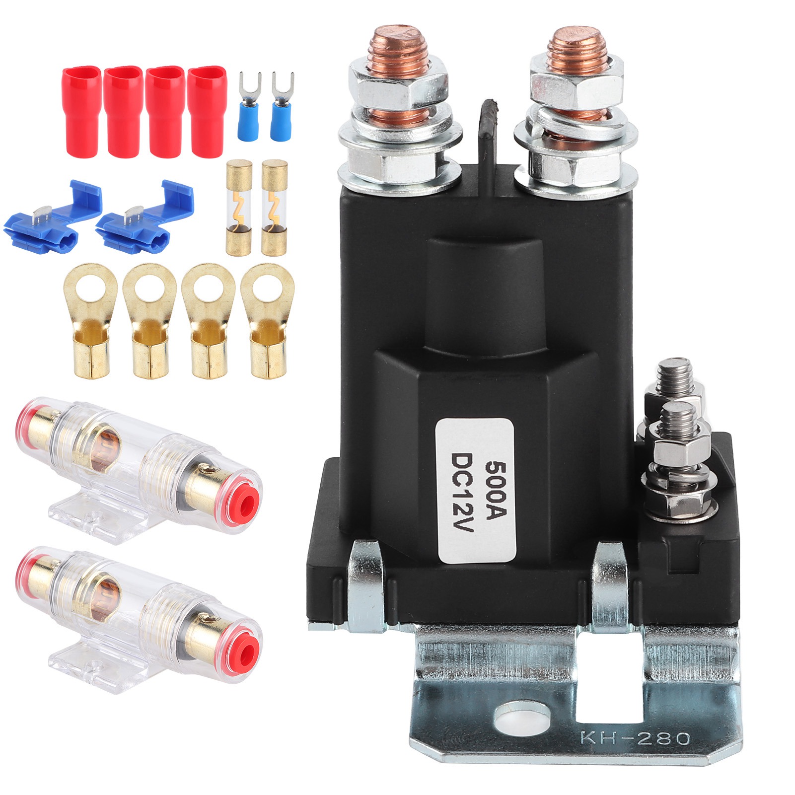 12v 500a Dc-relais Mit 100a-sicherungshalter Und Sicherungen – Doppelbatterie-lastrennschalter Für Auto, Wohnmobil, Yacht
