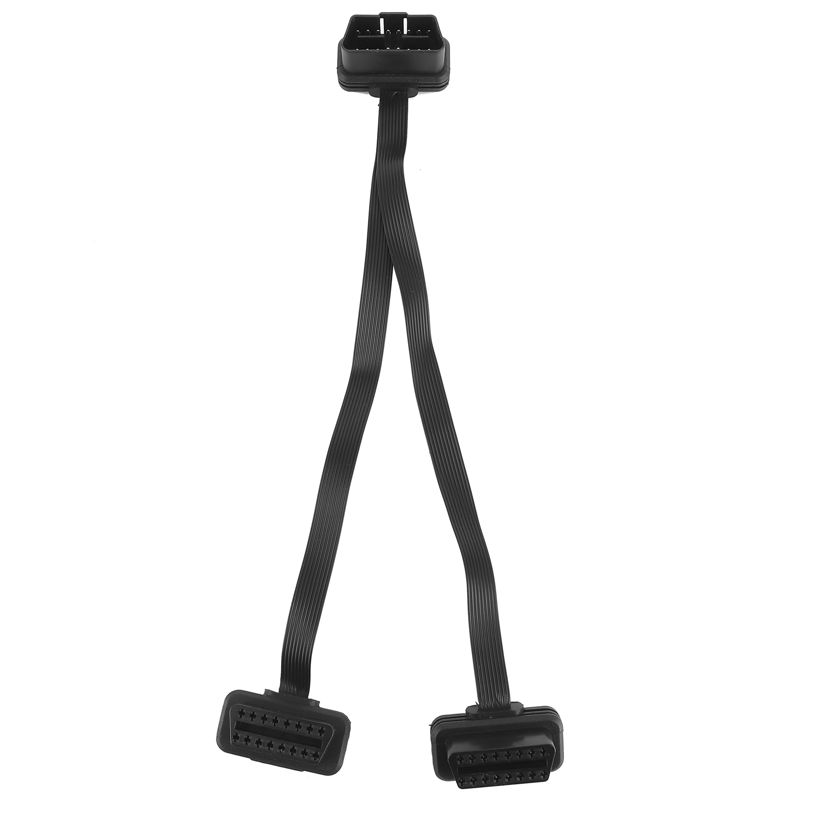 16-poliges Obd-verlängerungskabel, Gerader Stecker Auf Zwei Gerade Buchsen (y-adapter), Flacher Obd2-stecker, Winkelkabel, 0,3 M
