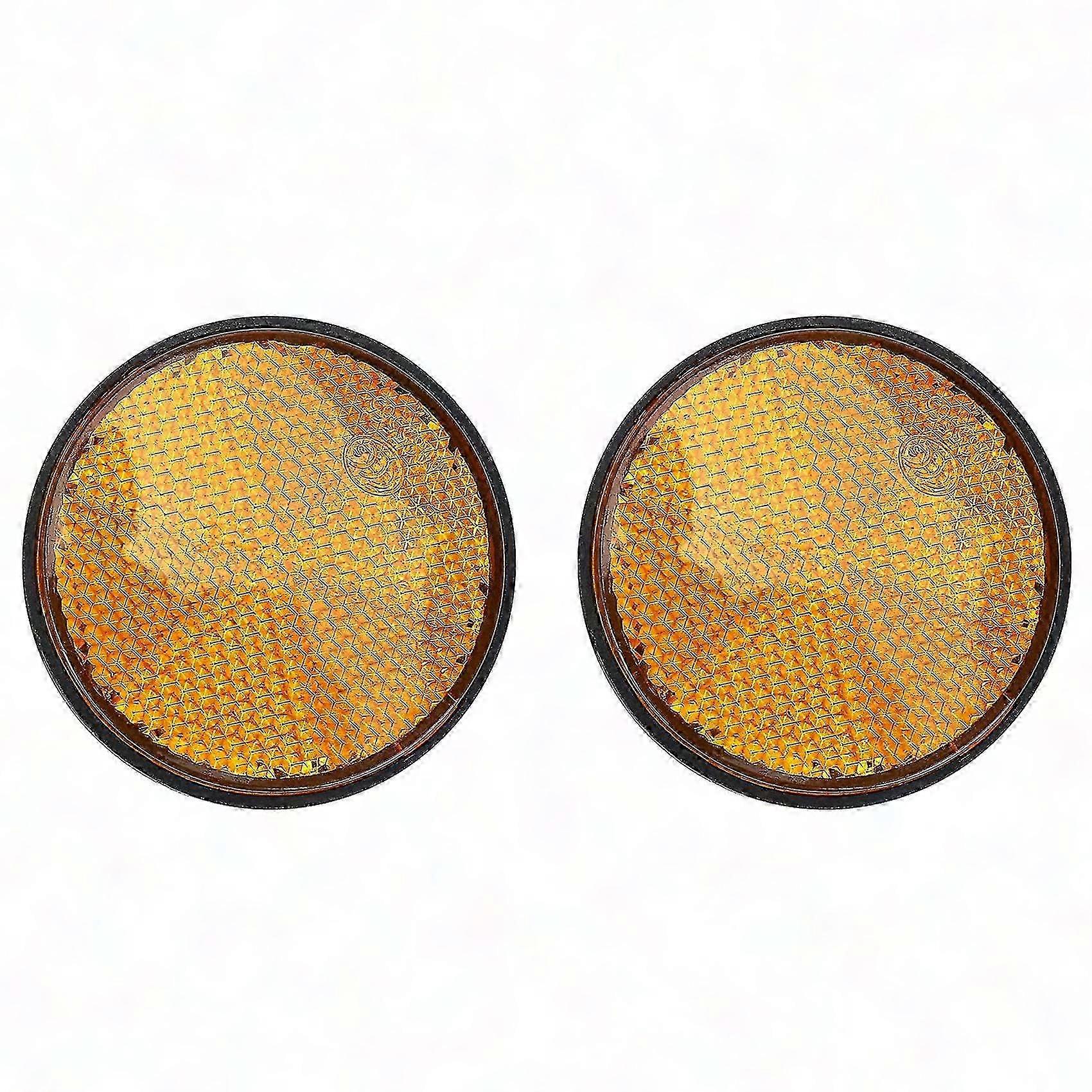 Set Mit 2 Runden, Orangefarbenen 50-mm-retroreflektoren Für Motorrad, Quad Und Motocross, Universell, Zum Anschrauben, Für Erhöhte Sicherheit.