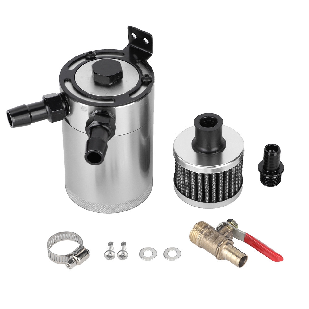 Universeller Ölbehälter Aus Silberfarbener Aluminiumlegierung Mit 2-port-zubehörset Für Ölauffangbehälter