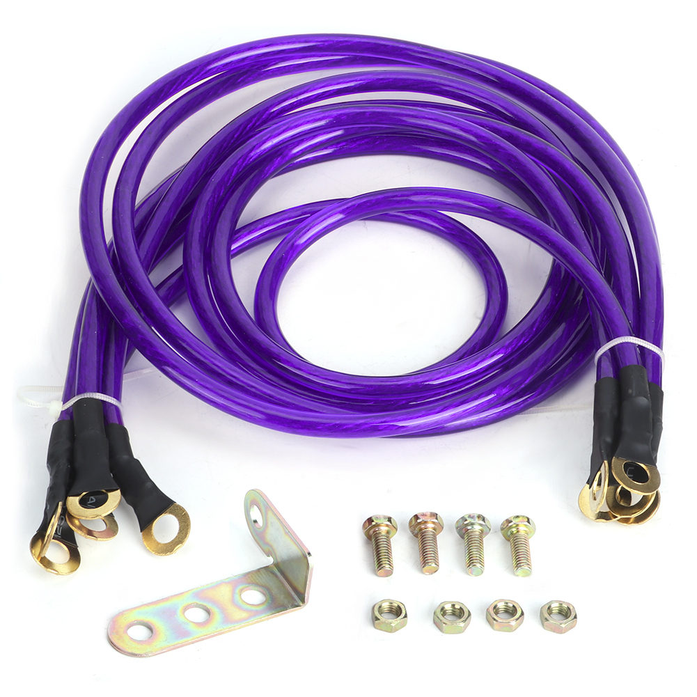 Universelles 5-punkt-massekabelset Für Autos, Modifiziertes Massesystem, Farbe: Lila.