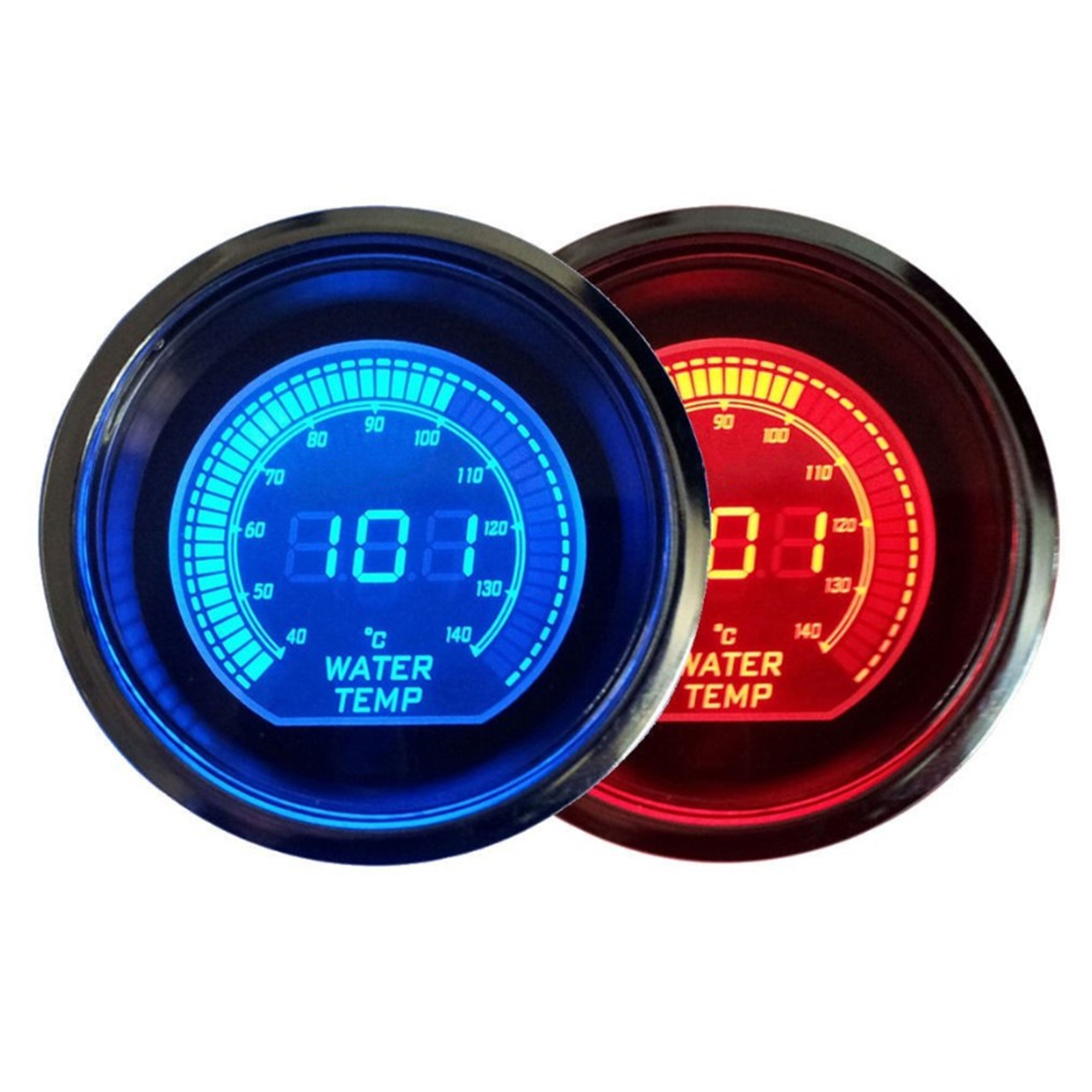 Wassertemperaturanzeige Für Die Evo-serie Mit 52-mm-/2-zoll-universalsensor, Blauer Und Roter Led-hintergrundbeleuchtung