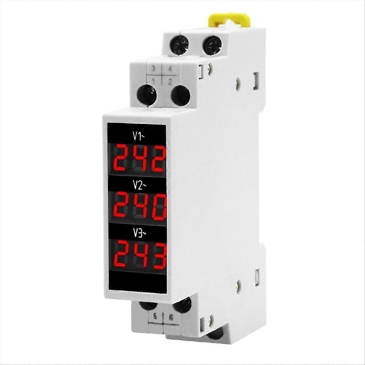 Dreiphasiges Led-digitalvoltmeter, Modulares Digitaldisplay Für Schaltschränke, Präzise Spannungsmessung, 3 Phasen, Helles Display, Industrielles Spannungsmessgerät, Din-einbau, Zuverlässiges Messgerä
