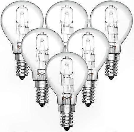 6er-pack Dimmbare G45-halogenlampen, E14-sockel, 28 W, Warmweiß (2700 K), Klare Runde Mini-glühbirne, 240 V, Entspricht 40 W, Klassische Edison-schraubfassung