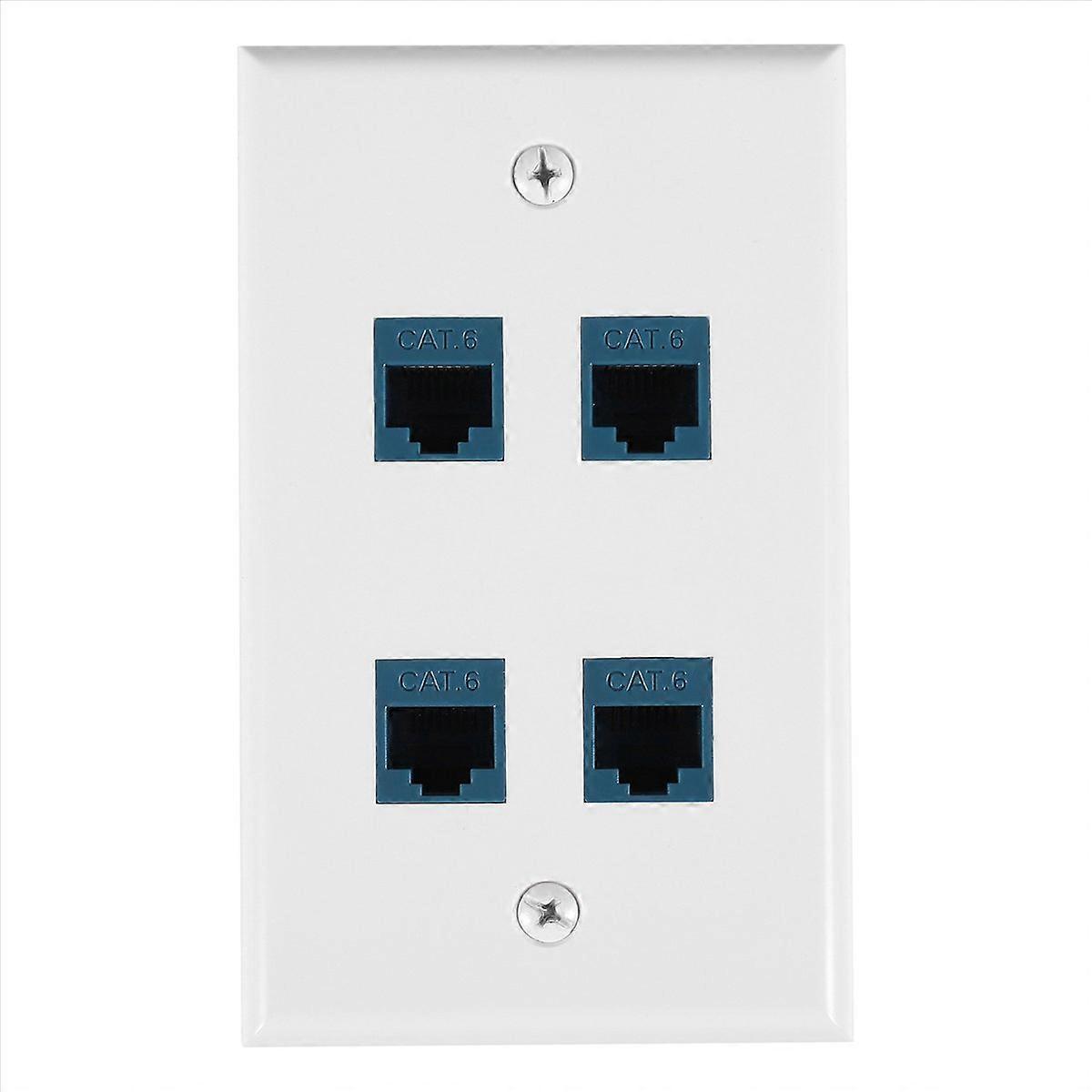 Blaue 4-port-ethernet-wanddose Für Cat7/6/6a/5/5e-kabel, Kompatibel Mit Rj45-steckern, Ideal Für Heim- Und Büronetzwerke, Robuste Ausführung, Einfache Installation, 1 Stück Pro Packung.