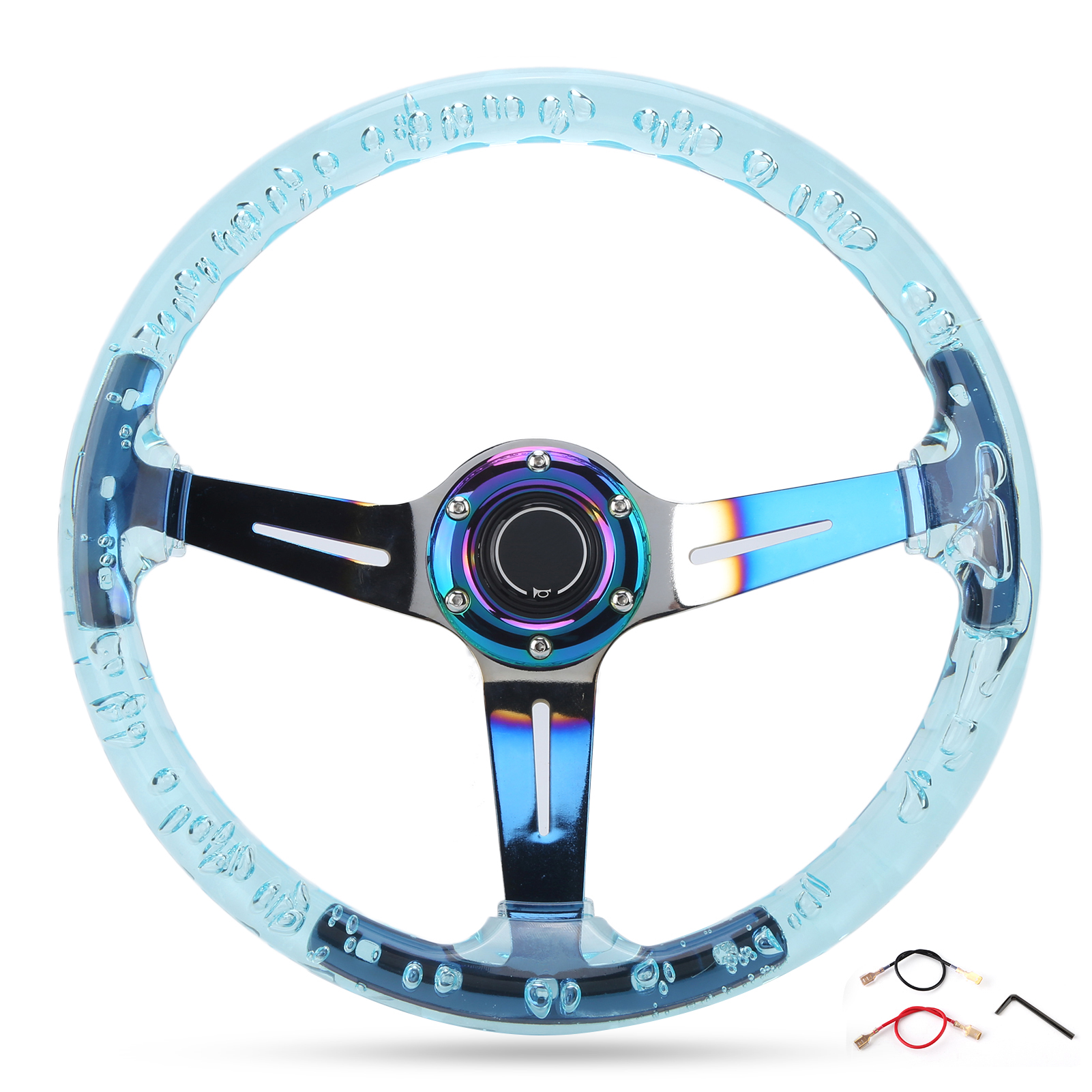 14-zoll-lenkrad Mit Auto-logo Und Hupe, Kompatibel Mit Atv, Kart Und Utv, Blau