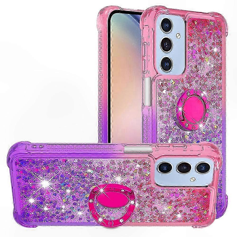 Gradient Quicksand Tpu-hülle Mit Ständer Für 5g-smartphones – Stoßfeste Hülle In Pink Und Himmelblau
