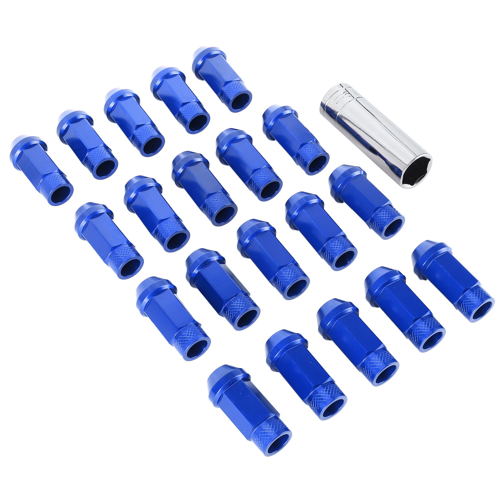 20 Blaue Radmuttern Aus Aluminiumlegierung, 50 Mm, M12x1,5, Mit Universellem Befestigungsschlüssel