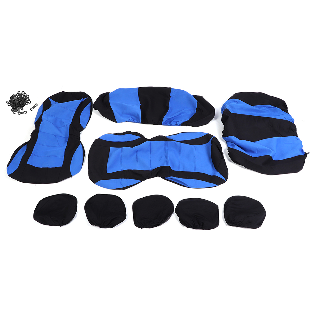 9-teiliges Autositzbezug-set, Innenraumschutz Für 5-sitzer, Blau Und Schwarz