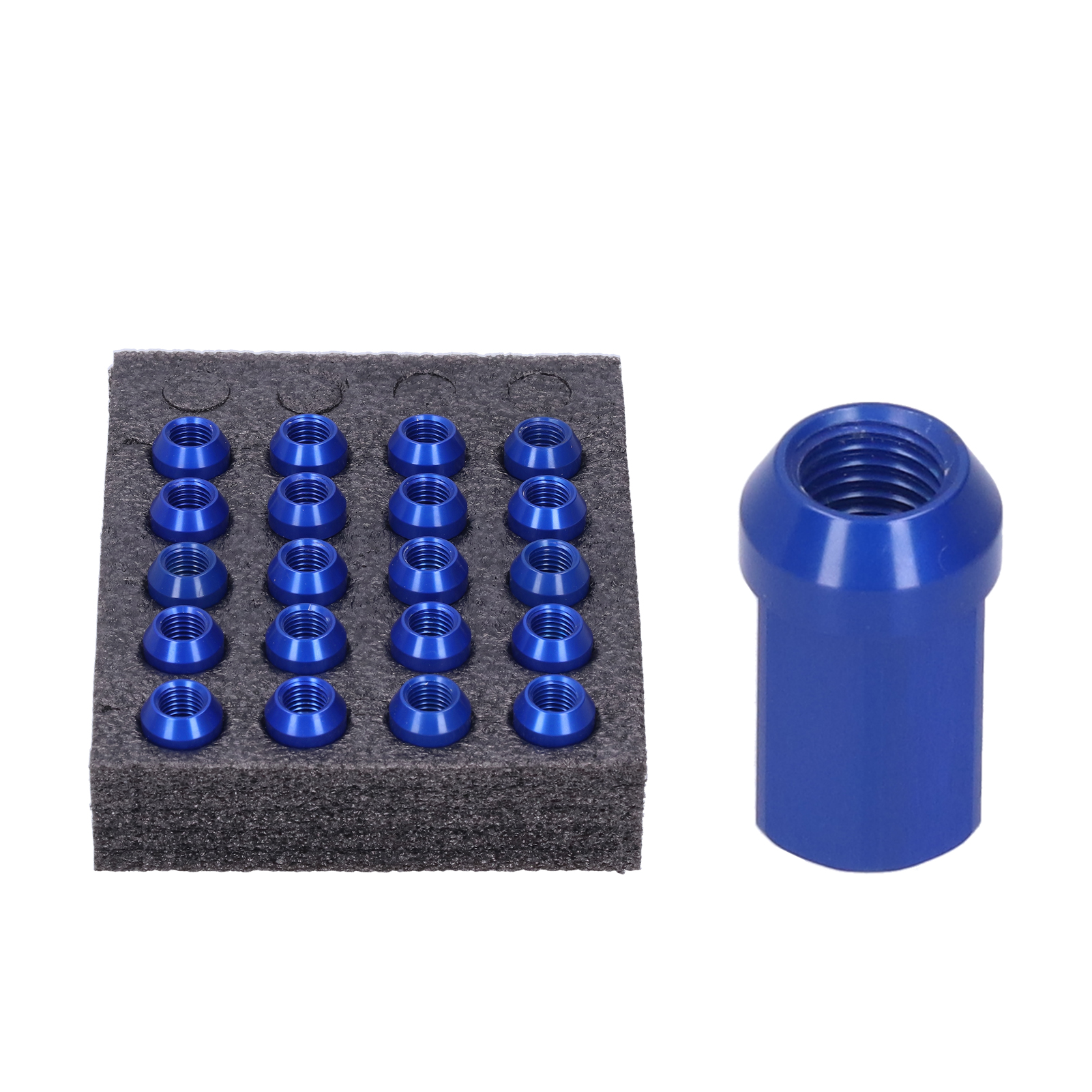 7075-t6 Aluminium-sicherungsmuttern, Gewinde M12x1,5, Höhe 33 Mm, 20 Stück, Farbe Blau.