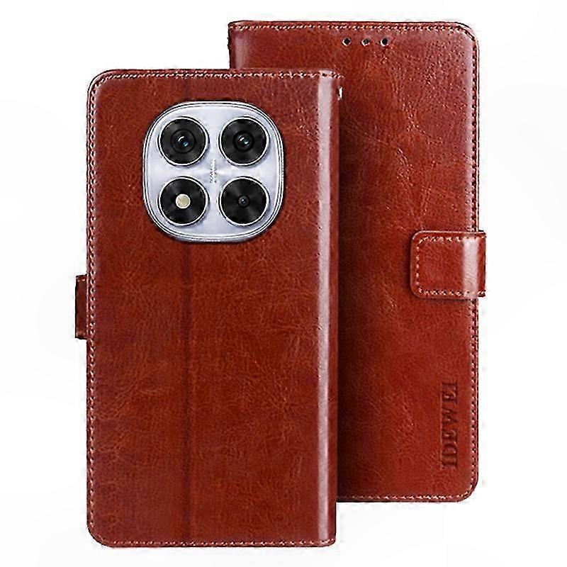 Crazy Horse Lederhülle Für Redmi Note 14 Pro 4g, Braune Hülle Mit Integriertem Ständer, Robuster Und Eleganter Schutz