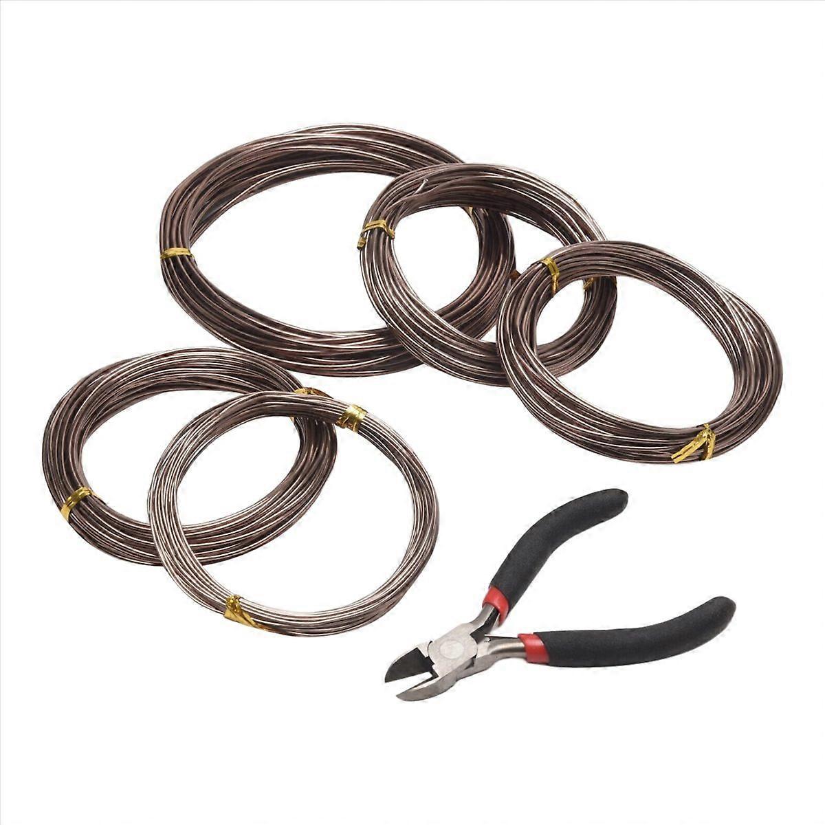 5 Rollen Aluminiumdraht Für Bonsai-pflege, Aststütze, Braun Getönt, 5er-pack