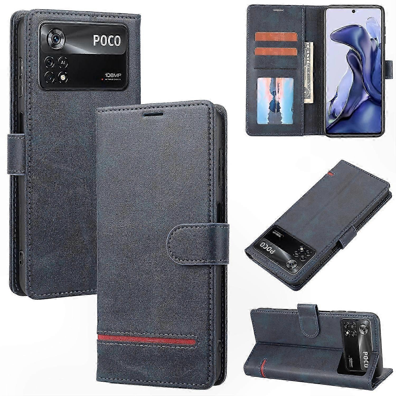 Leder-wallet-hülle Für 5g-smartphones, Magnetische Hülle Kompatibel Mit Xiaomi Poco X4 Pro, Karten- Und Geldscheinfächer, Robuster Schutz, Braun