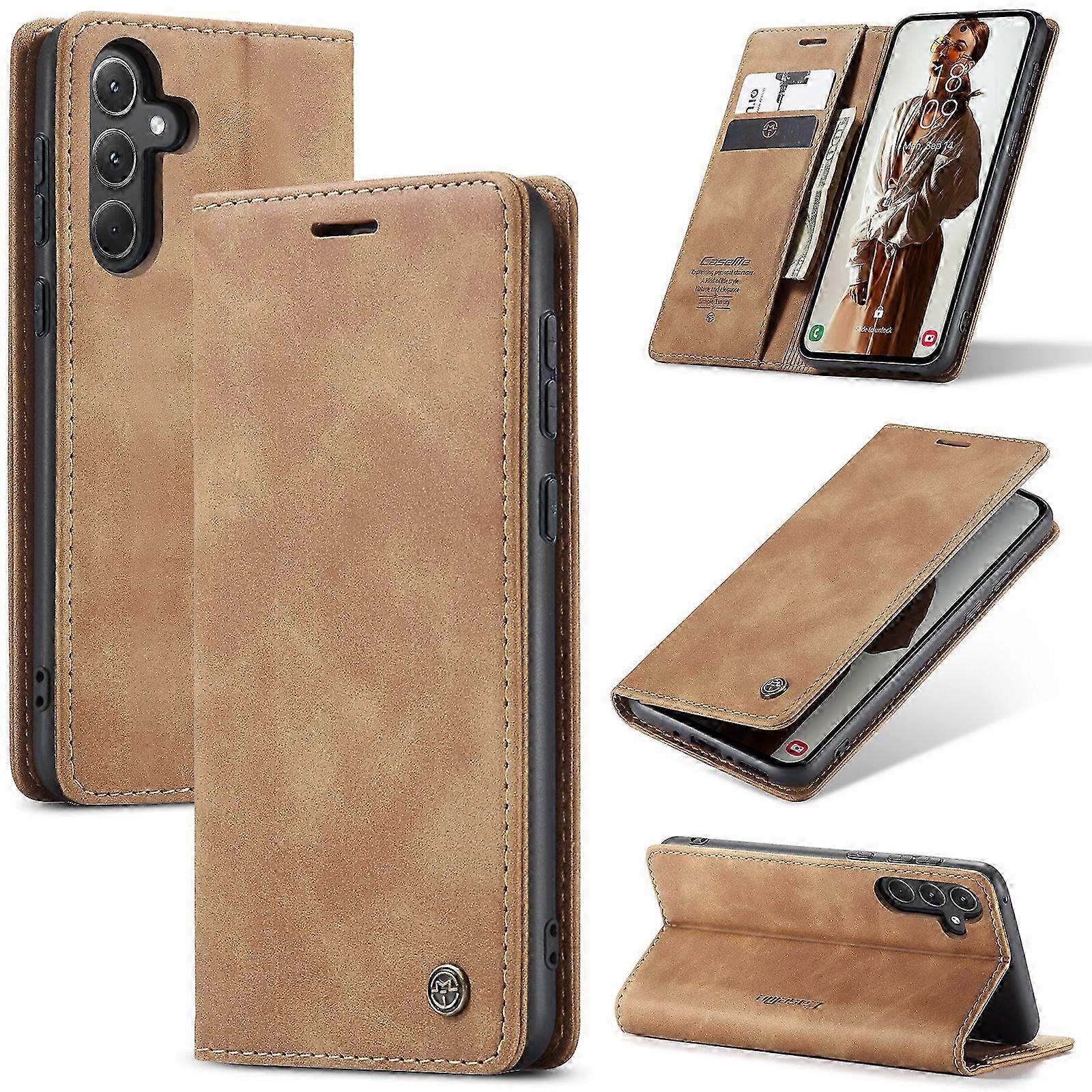 Lederhülle Für Galaxy A36 5g Mit Kartenhalter Und Ständer – Hochwertige, Strapazierfähige Schutzhülle, Elegantes Design, Geeignet Für Den Täglichen Gebrauch, Braune Farbe, Schlanke Passform