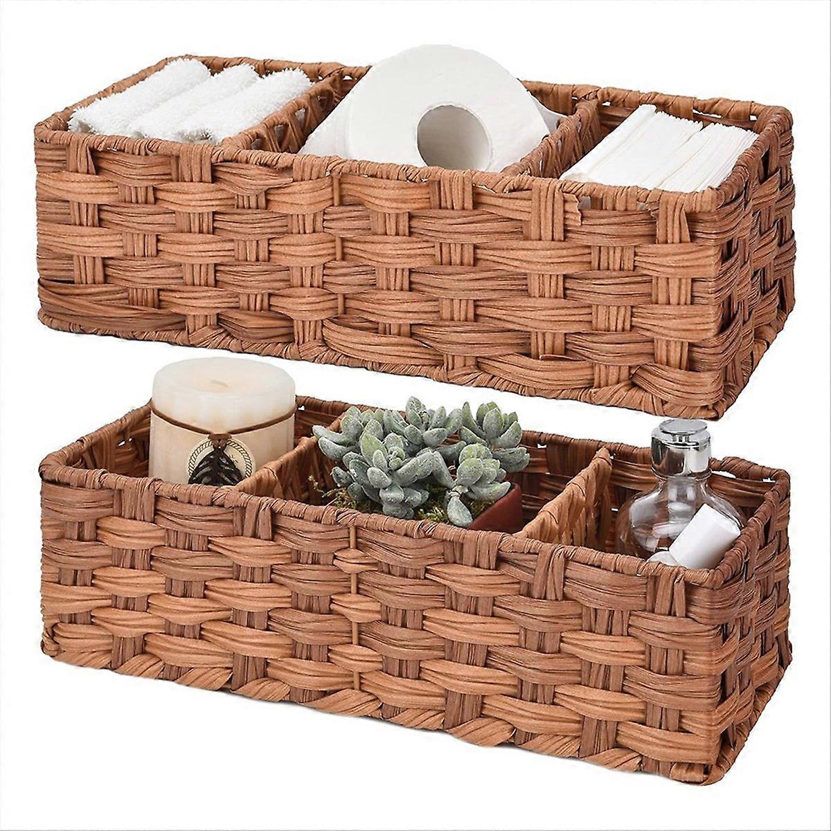Wc-aufbewahrungseinheit, 2-teilig, Braun, 3-fächer-organizer Für Den Spülkasten, Praktisches Badezimmerregal