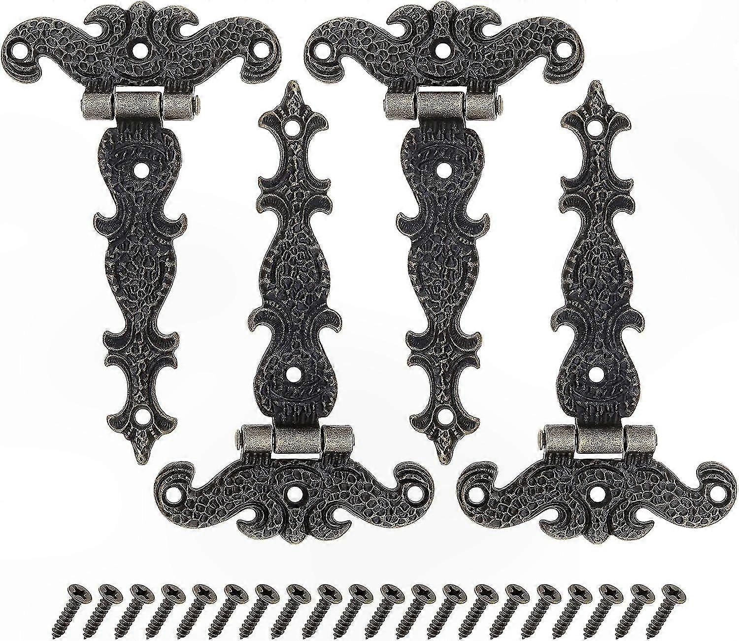 Set Mit 4 Antiken Bronzescharnieren Für Holzmöbel, Dekorativer Retro-stil Für Schachteln, Schubladen Und Schmuckkästchen
