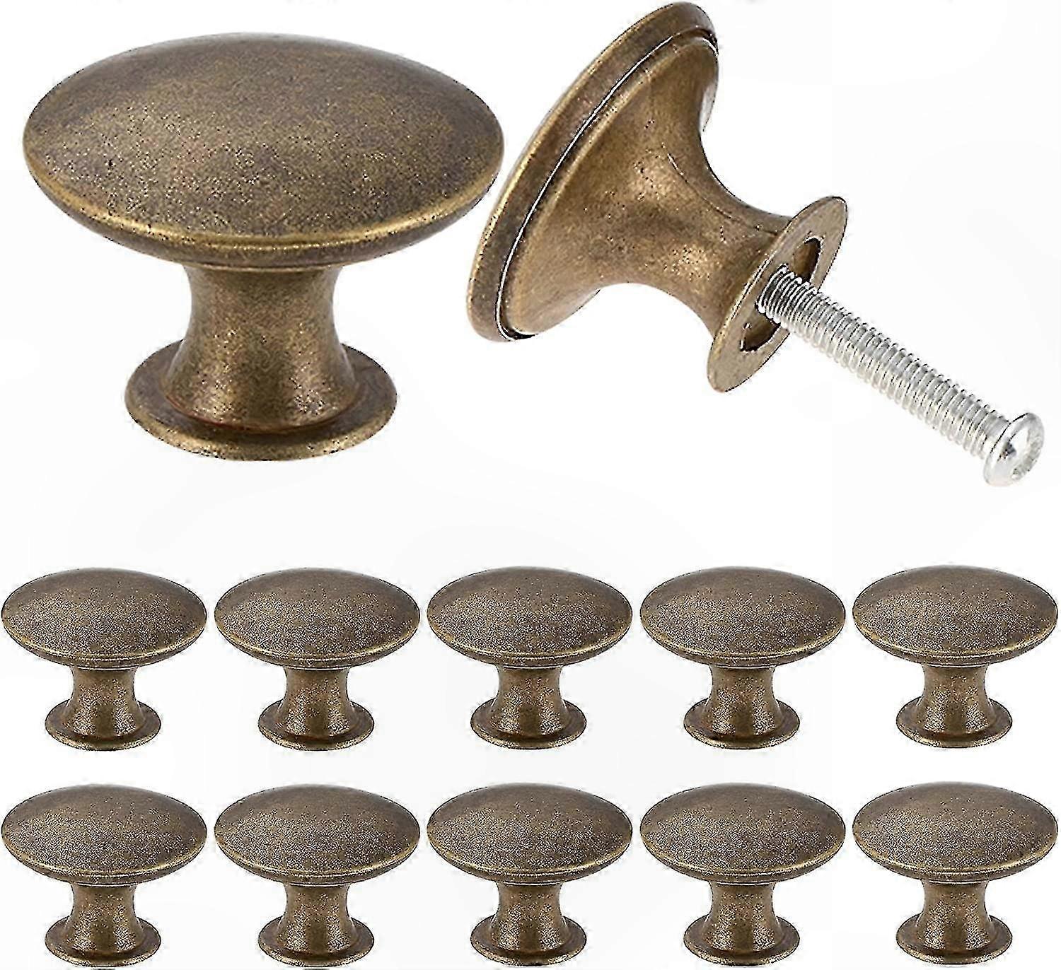 Vintage-möbelgriffe (30 Mm), 12er-set Schubladenknöpfe Aus Gealtertem Messing Im Antik-stil Für Schränke Und Kommoden, Oberfläche In Antikbronze.