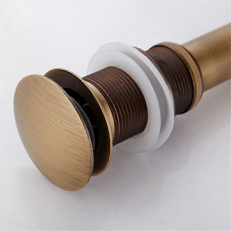 Retro-klick-abflussstopfen Aus Bronziertem Messing, Universelles Abflussventil Ohne Überlauf, Polierter Siphonadapter Für Waschbecken, Pop-up-modell, Antik-finish.