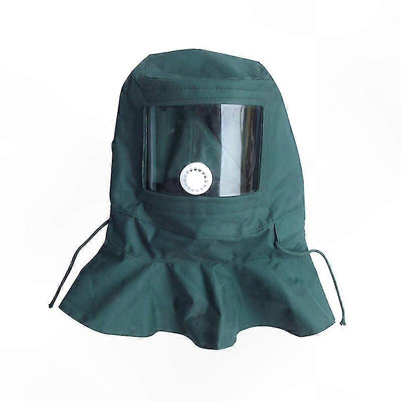 Dunkelgrüner Sandstrahlhelm Mit Kapuze, Schutz Vor Strahlmittelresten Beim Kugelstrahlen Und Lichtbogenmetallisieren, Wind- Und Staubdichte Kapuze, Professioneller Atemschutz