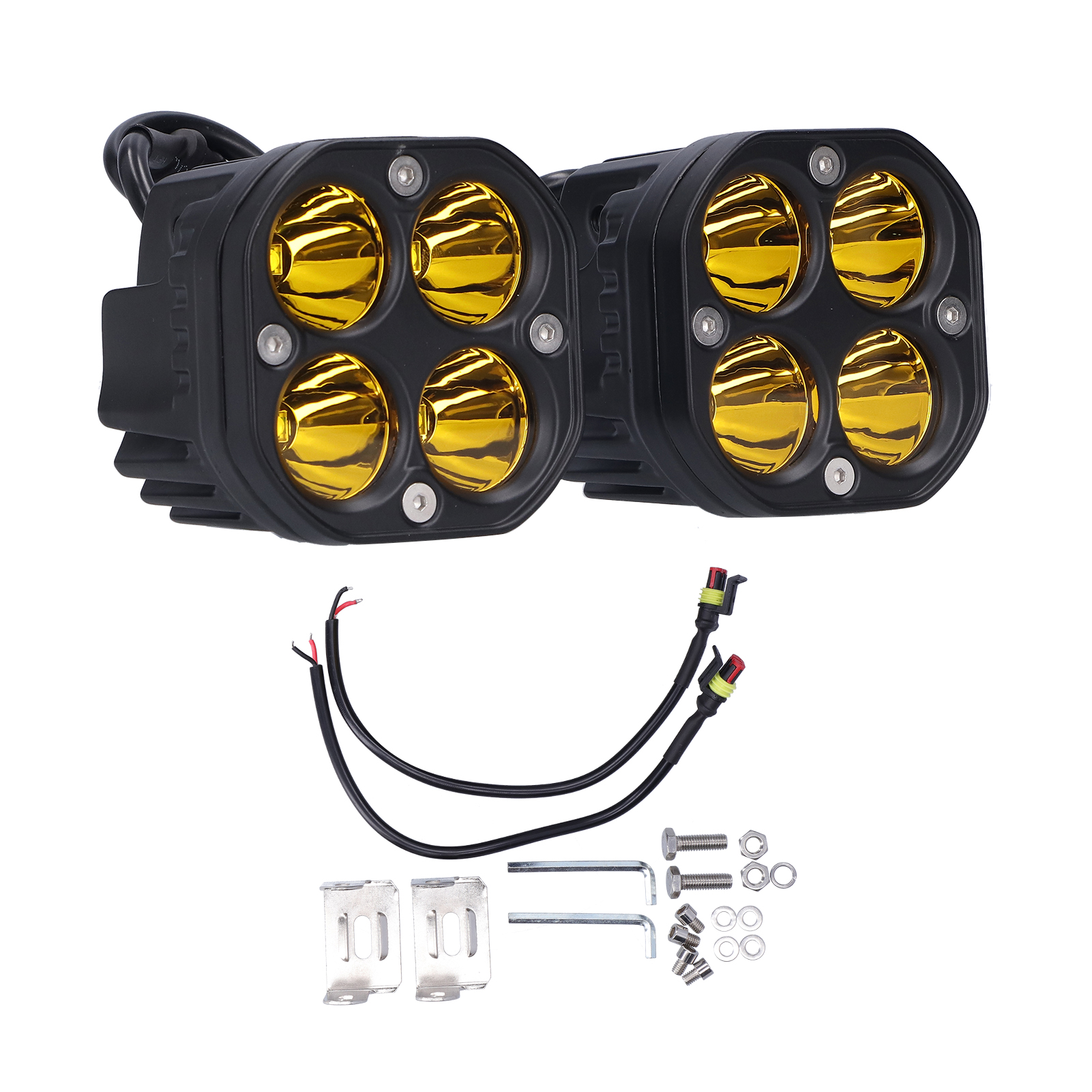 3er-packung 40w 6000k Gelbe Led-nebelscheinwerfer, Universelle 10-30v-scheinwerfer Für Offroad-utvs Und Motorräder