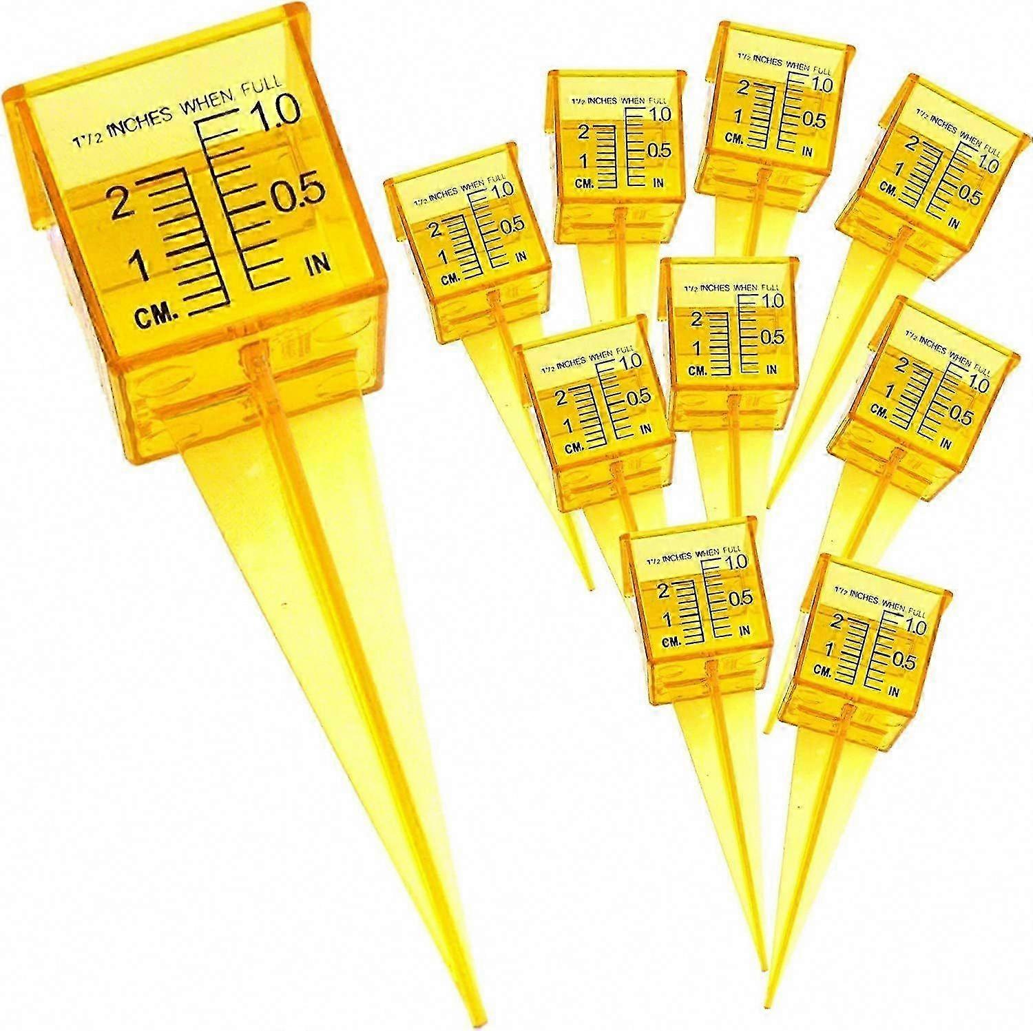 10 Breite Trichter-regenmesser (38 Mm), Leuchtend Gelb, Für Garten, Regenmessung Und Bewässerung, Wasserstandsanzeiger Für Den Außenbereich, 10er-packung