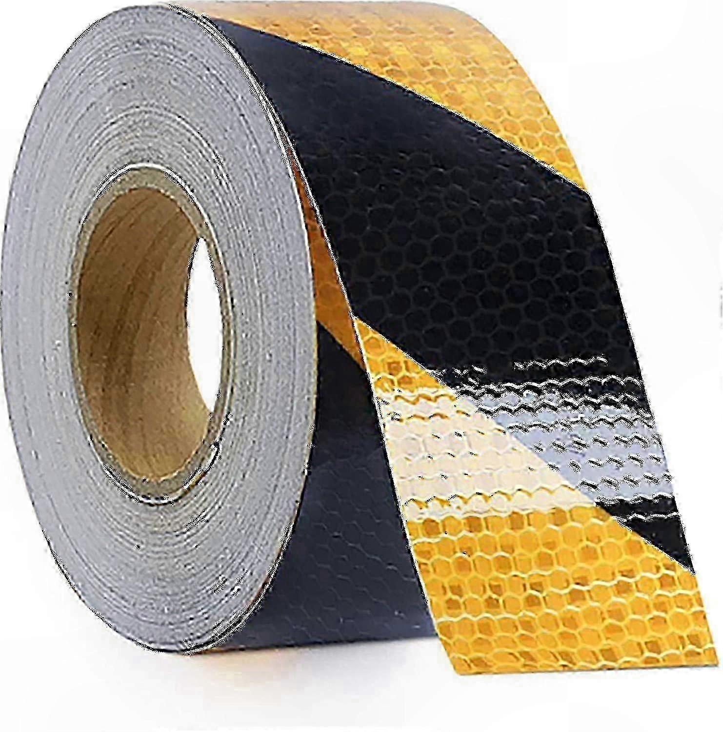Reflektierendes Klebeband 5 Cm X 25 M, Gelb-schwarzes Bodenmarkierungsband Für Gefahren- Und Warnhinweise, Selbstklebend