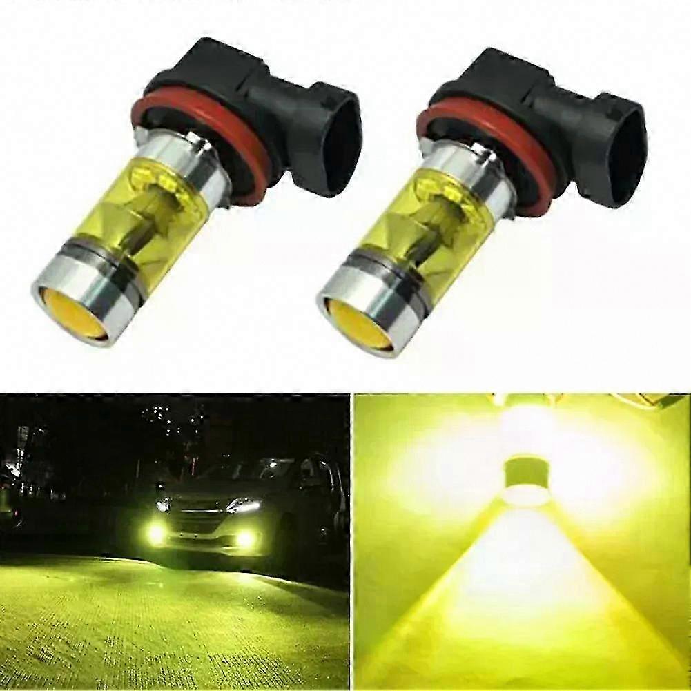 2 Stück H11 H8 Gelbe Led-nebelscheinwerferlampen 12v-24v 4300k 1500lm Sehr Helle Tagfahrlichter Zum Fahren