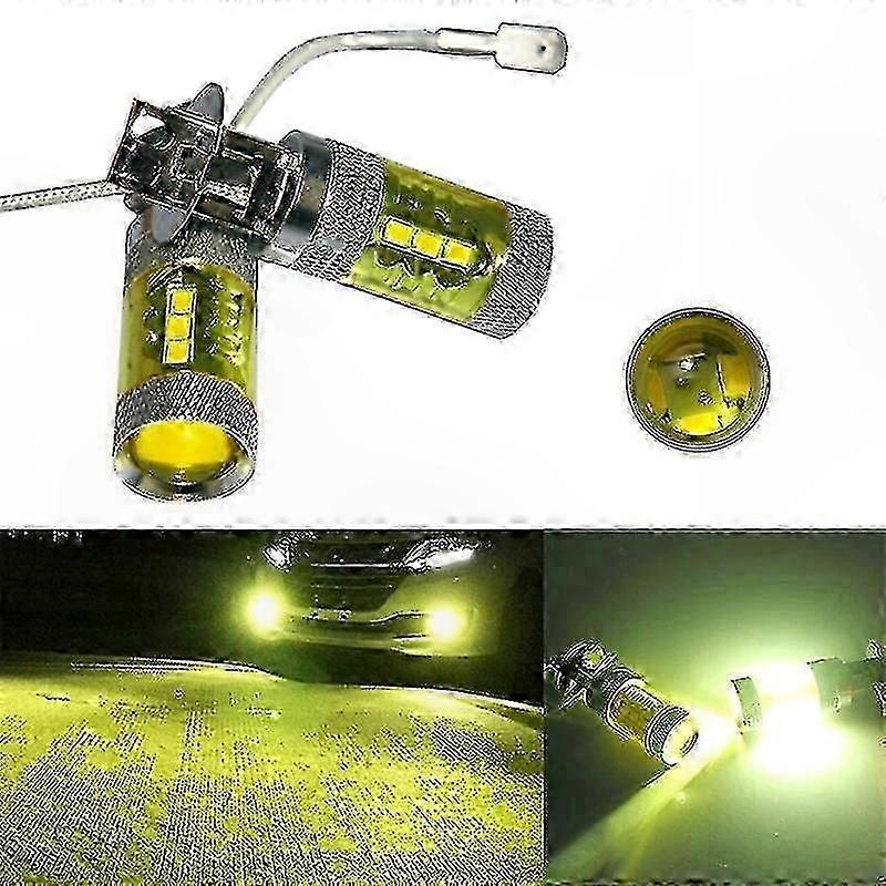 2er-pack H3 80w Led-nebelscheinwerfer, Gelbe Blinkbirnen, 16-smd, 12-24v Universal Für Pkw Und Lkw