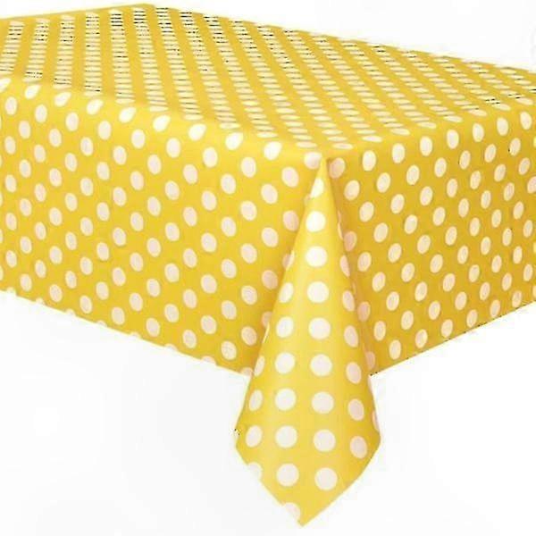 Rechteckige Tischdecke Aus Gewachstem Pvc Mit Gelben Punkten, 137 X 183 Cm, Ideal Für Das Esszimmer