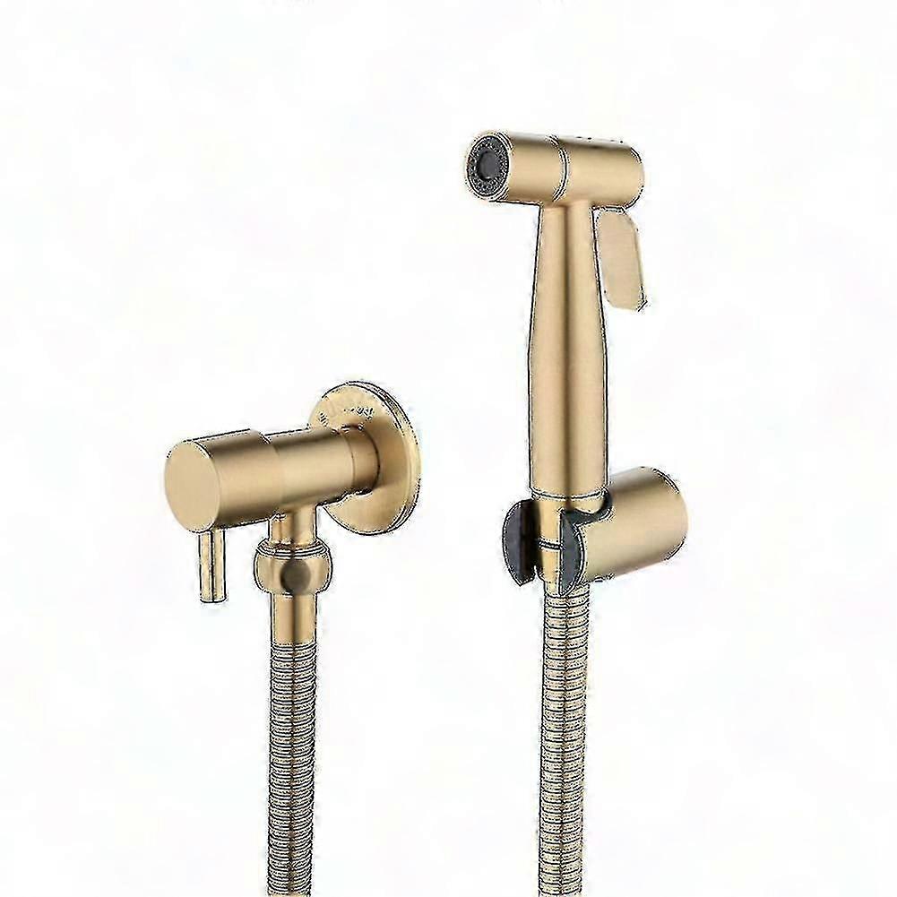 Wandmontierter Bidet-duschkopf Mit Absperrventil – Bidet-set In Gebürstetem Gold Für Badezimmer Mit Integriertem Ventil