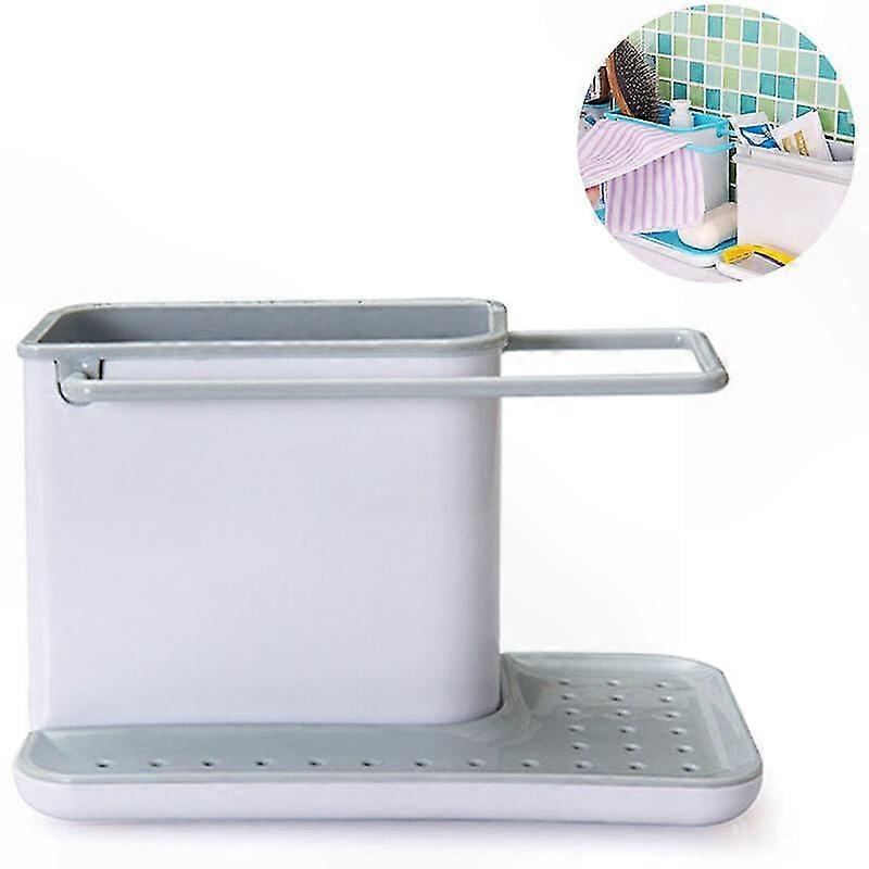 Grauer Schwammabtropfer, Aufbewahrungsorganizer Für Spülbeckenzubehör, Halter Für Küchenutensilien, Wandschwammhalter, Praktische Aufbewahrungsbox, Anthrazitfarbene Ausführung, Kompaktes Design.