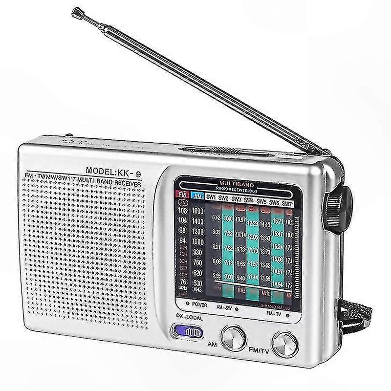 Tragbares Am/fm/sw-radio Mit Lautsprecher Und Kopfhöreranschluss, Silberfarben, Für Den Innen-, Außen- Und Notfalleinsatz.