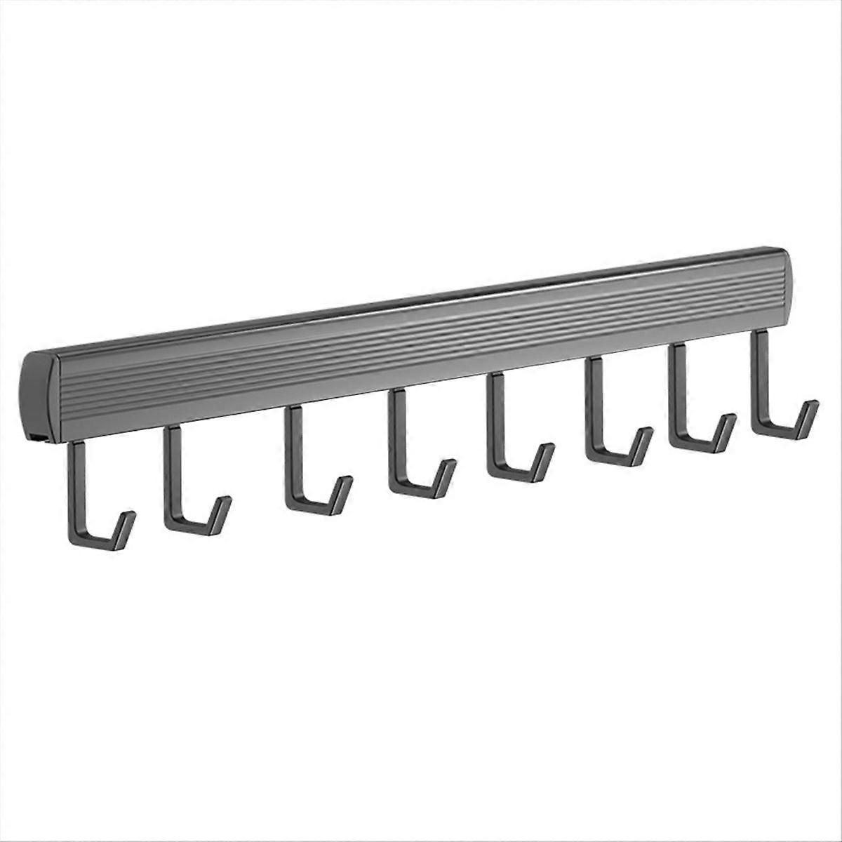 Küchenregal Mit 8 Haken Zur Wandmontage, Grau, Handtuch- Und Besteckhalter, Befestigungsmaterial Inklusive, Stabiler Hängeorganizer Für Bequeme Aufbewahrung.