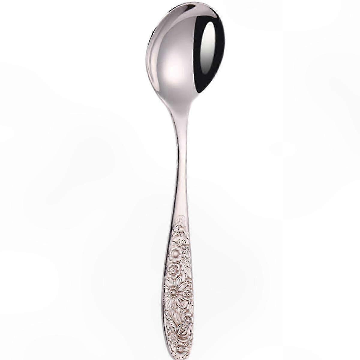 Silberner Suppenlöffel, 6er-set, Aus 18/10 Edelstahl, Hochglanzpoliert, Spülmaschinenfest, Ideal Für Suppen Und Brühen.