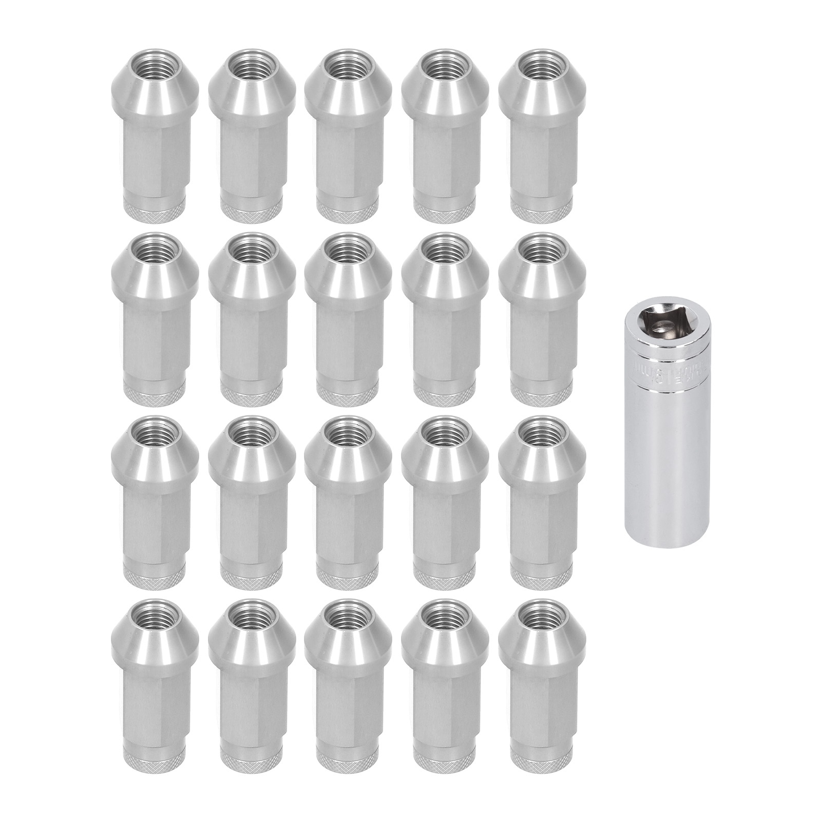 Radmuttern Mit M12x1,5-gewinde, 20 Stück, 5 Cm Hoch, Korrosionsbeständiges Aluminium 7075-t6, Silberfarbene Sicherungsmuttern