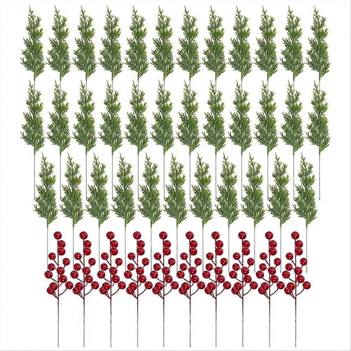 Künstlicher Stechpalmenzweig Mit Roten Beeren, 45 Stück Tannenzweig-dekorationen, Beerenstiele Für Weihnachtsgirlanden, Tischdekorationen, Weihnachtsbäume, Bastelarbeiten, Diy, Grün Und Rot, 45 Cm
