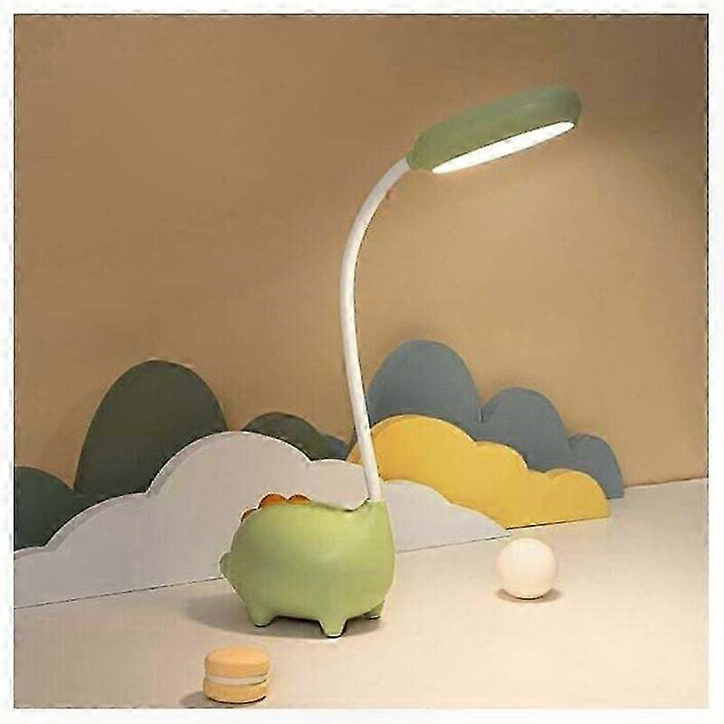 Led-schreibtischlampe In Dinosaurierform Für Kinder, Nachtlicht Mit Kabelloser Ladefunktion, Leselampe, Augenschutz, Umweltfreundliches Beleuchtungswerkzeug