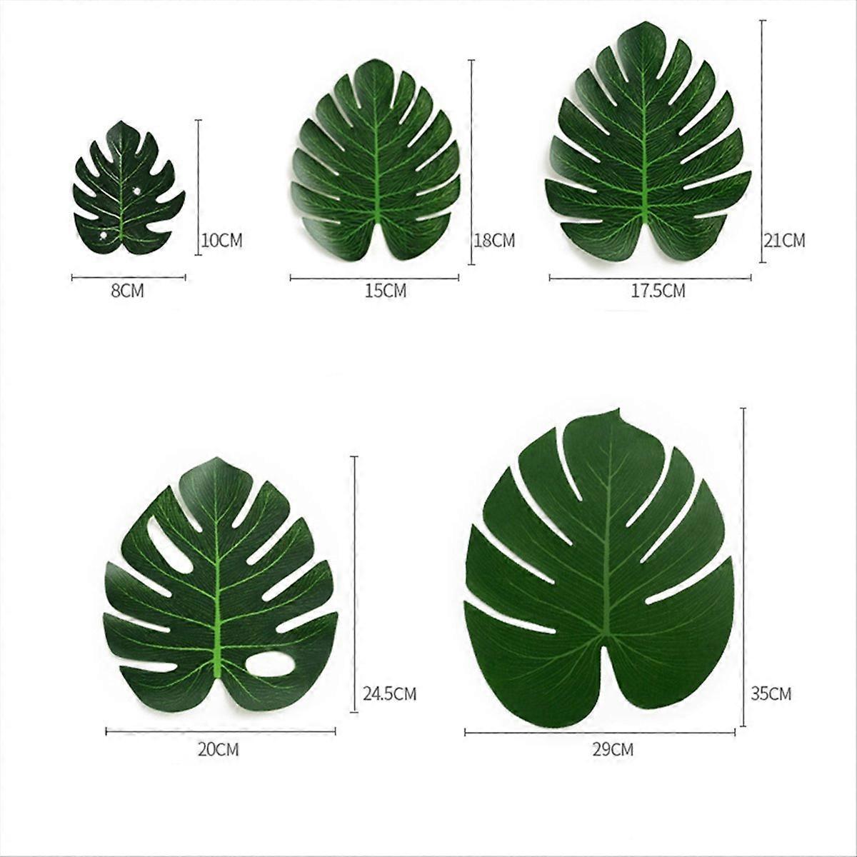 Set Mit 6 Künstlichen Tropischen Grünen Dschungelpalmenblättern, Exotische Dekoration Für Hawaii-partys, Realistische Kunstpflanzen Für Zuhause, Garten, Hochzeit, 55 Cm, Pflegeleicht.