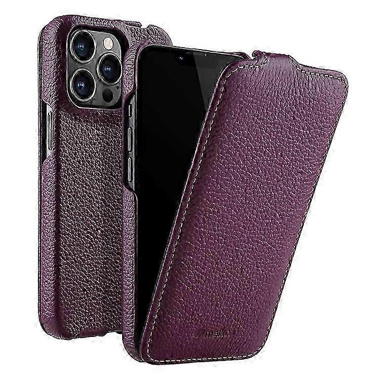 Elkco Echtleder-hülle Für Iphone 12/12 Pro - Vertikale, Strukturierte Pc-hülle In Litschi-optik