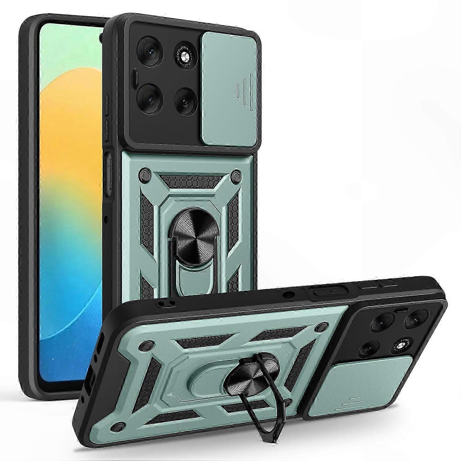 Kamerahülle Für Moto G56 5g, Hybrid-schutz Aus Pc Und Tpu, Grün, Verstellbarer Klappständer Mit Integriertem Ständer