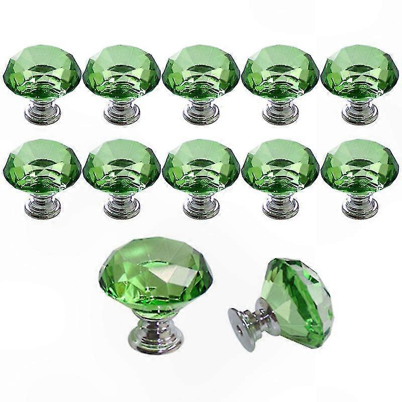 30 Mm Diamantkristall-schubladengriffe, 10er-set, Grüne Glasknöpfe Für Schränke, Kommoden Und Schränke, Ideal Für Küchen Und Badezimmer